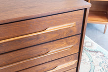 Load image into Gallery viewer, Vintage Mid Century Modern Walnut Four Drawer Dresser
