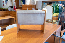 Load image into Gallery viewer, Restored Teak and Linen Magazine Rack
