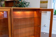 Load image into Gallery viewer, Lighted Teak Display Cabinet with Glass Shelves
