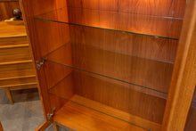 Load image into Gallery viewer, Lighted Teak Display Cabinet with Glass Shelves
