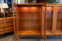Load image into Gallery viewer, Lighted Teak Display Cabinet with Glass Shelves
