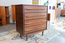 Load image into Gallery viewer, Vintage Mid Century Modern Walnut Four Drawer Dresser
