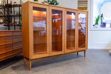 Load image into Gallery viewer, Lighted Teak Display Cabinet with Glass Shelves
