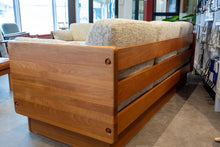 Load image into Gallery viewer, Reupholstered Vintage Solid Teak Three Seat Sofa
