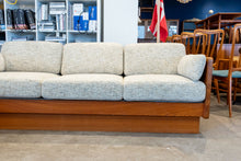 Load image into Gallery viewer, Reupholstered Vintage Solid Teak Three Seat Sofa
