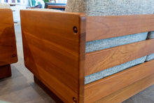 Load image into Gallery viewer, Reupholstered Vintage Solid Teak Two Seater Sofa
