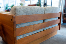 Load image into Gallery viewer, Reupholstered Vintage Solid Teak Two Seater Sofa
