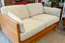 Load image into Gallery viewer, Reupholstered Vintage Solid Teak Two Seater Sofa
