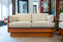 Load image into Gallery viewer, Reupholstered Vintage Solid Teak Two Seater Sofa
