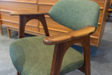 Load image into Gallery viewer, Restored Walnut Dining Chairs with Green Upholstery
