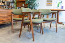 Load image into Gallery viewer, Restored Walnut Dining Chairs with Green Upholstery
