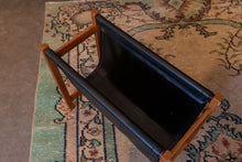Load image into Gallery viewer, Vintage Teak and Leather Magazine Rack
