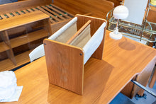 Load image into Gallery viewer, Restored Teak and Linen Magazine Rack
