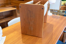 Load image into Gallery viewer, Restored Teak and Linen Magazine Rack
