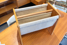 Load image into Gallery viewer, Restored Teak and Linen Magazine Rack
