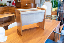 Load image into Gallery viewer, Restored Teak and Linen Magazine Rack
