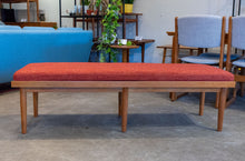 Load image into Gallery viewer, Vintage Teak Danish Coffee Table with Upholstered Bench Seat
