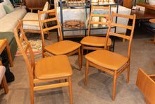 Load image into Gallery viewer, Reupholstered Tall Back Teak Dining Chairs - Set of Four
