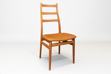 Load image into Gallery viewer, Reupholstered Tall Back Teak Dining Chairs - Set of Four
