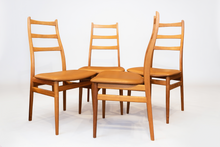 Load image into Gallery viewer, Reupholstered Tall Back Teak Dining Chairs - Set of Four
