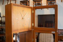 Load image into Gallery viewer, Teak Standing Clock with Display Cabinet Shelving
