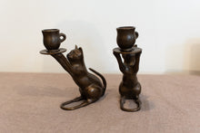 Load image into Gallery viewer, Brass Candle Holding Cats (Set of Two)
