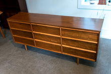 Load image into Gallery viewer, Long Walnut Nine Drawer Dresser
