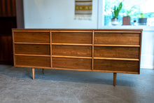 Load image into Gallery viewer, Long Walnut Nine Drawer Dresser
