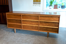 Load image into Gallery viewer, Long Walnut Nine Drawer Dresser
