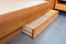 Load image into Gallery viewer, Vintage Queen Teak Bed frame with Floating Night Stands
