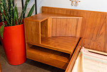 Load image into Gallery viewer, Vintage Queen Teak Bed frame with Floating Night Stands
