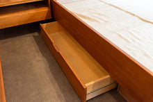 Load image into Gallery viewer, Vintage Queen Teak Bed frame with Floating Night Stands
