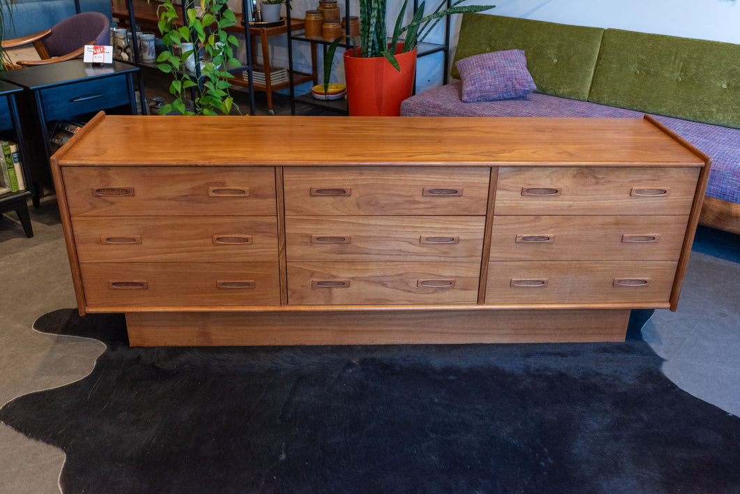 Vintage Teak Canadian Nine Drawer Dresser