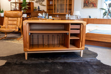 Load image into Gallery viewer, Vintage Dyrlund Tambour Door Record Sideboard in Teak
