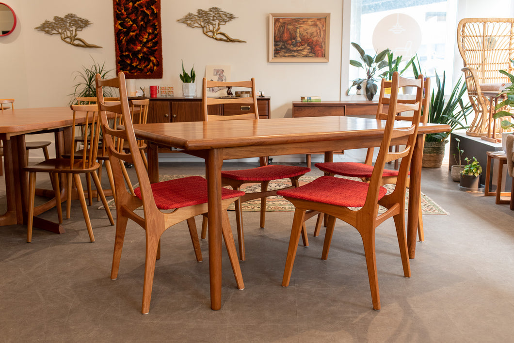 Restored Vintage Solid Teak Gudme Dining table with Two Leaves