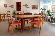 Load image into Gallery viewer, Restored Vintage Teak Gudme Pedestal  Dining Table with Two Leaves
