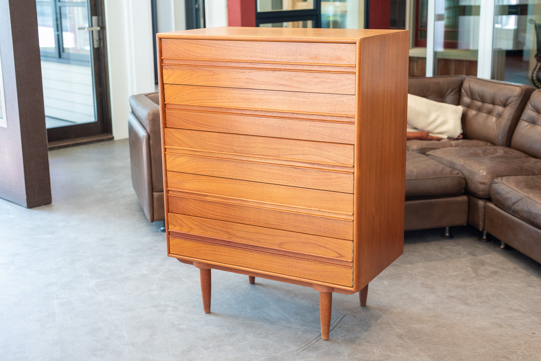 Vintage Teak Tallboy Dresser