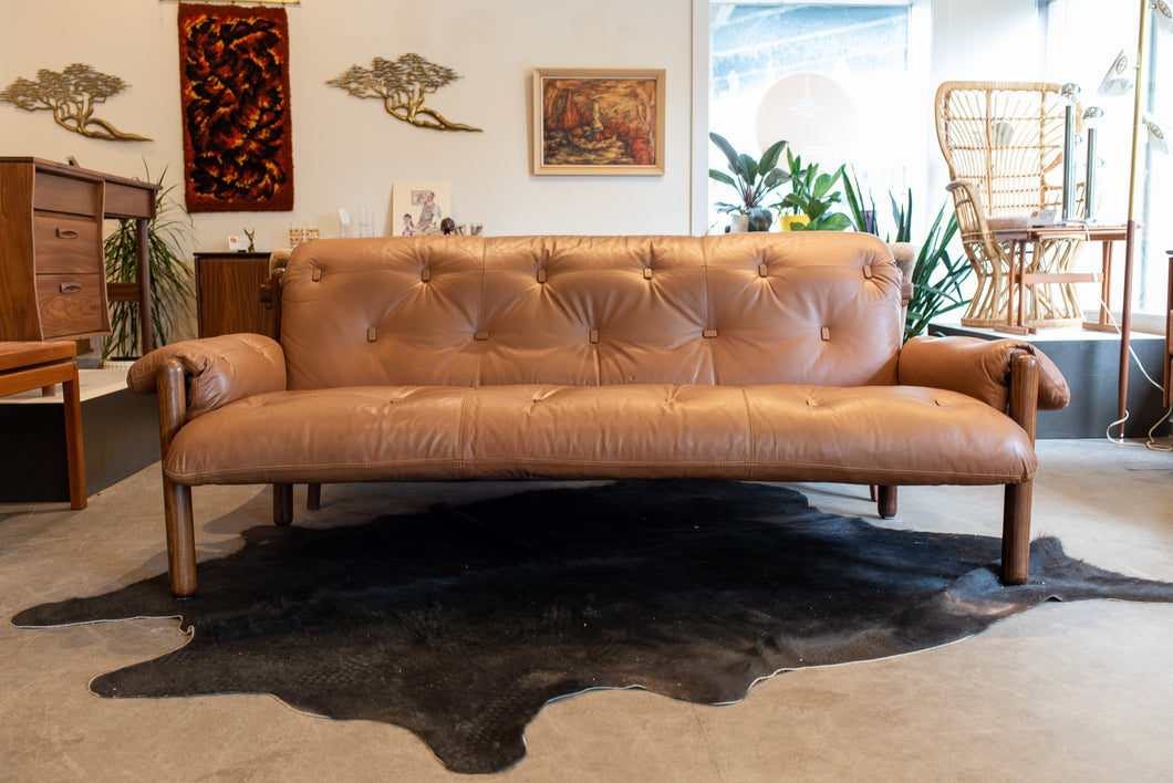 Vintage Jean Gillon Woodart Rosewood Sofa in Leather