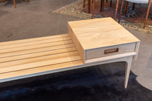Load image into Gallery viewer, Restored Vintage Elm and Walnut Coffee Table with Moveable Drawer
