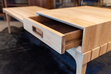 Load image into Gallery viewer, Restored Vintage Elm and Walnut Coffee Table with Moveable Drawer
