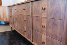 Load image into Gallery viewer, Refreshed Vintage Walnut Nine Drawer Dresser
