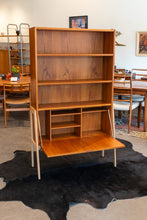 Load image into Gallery viewer, On Hold - Vintage Teak Bookshelf/Secretary Desk on White Oak Legs
