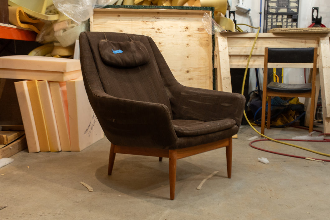 Vintage Danish Upholstered Lounge Chair with Teak Legs