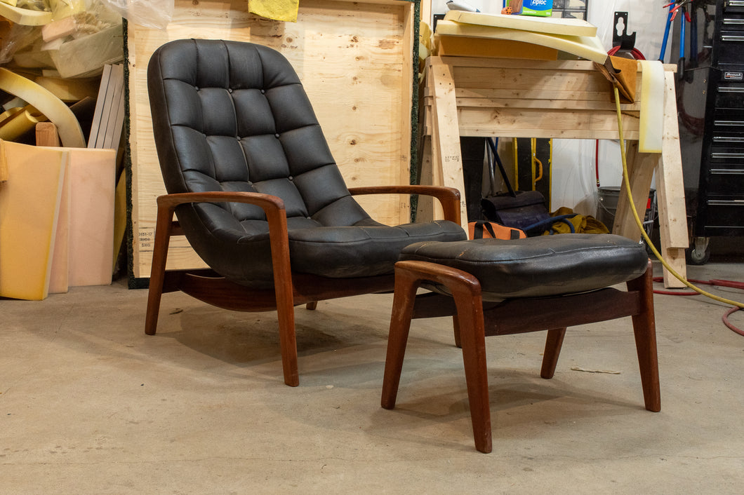 Vintage Huber Scoop Lounge Chair and Ottoman