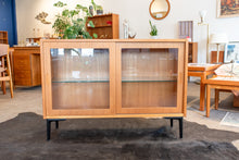 Load image into Gallery viewer, Vintage Hundevad Teak Curio Cabinet with Sliding Glass Doors
