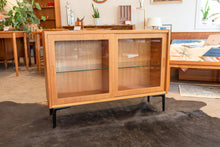 Load image into Gallery viewer, Vintage Hundevad Teak Curio Cabinet with Sliding Glass Doors

