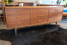 Load image into Gallery viewer, Vintage Teak Nine Drawer Dresser
