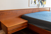 Load image into Gallery viewer, Vintage Queen Teak Platform Bed with Floating Night Stands
