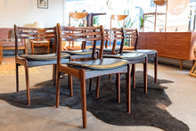 Load image into Gallery viewer, Vintage Round Gudme Rosewood Dining Table with two Leaves and Six Rosewood Chairs
