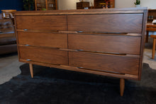 Load image into Gallery viewer, Vintage Six Drawer Walnut Dresser
